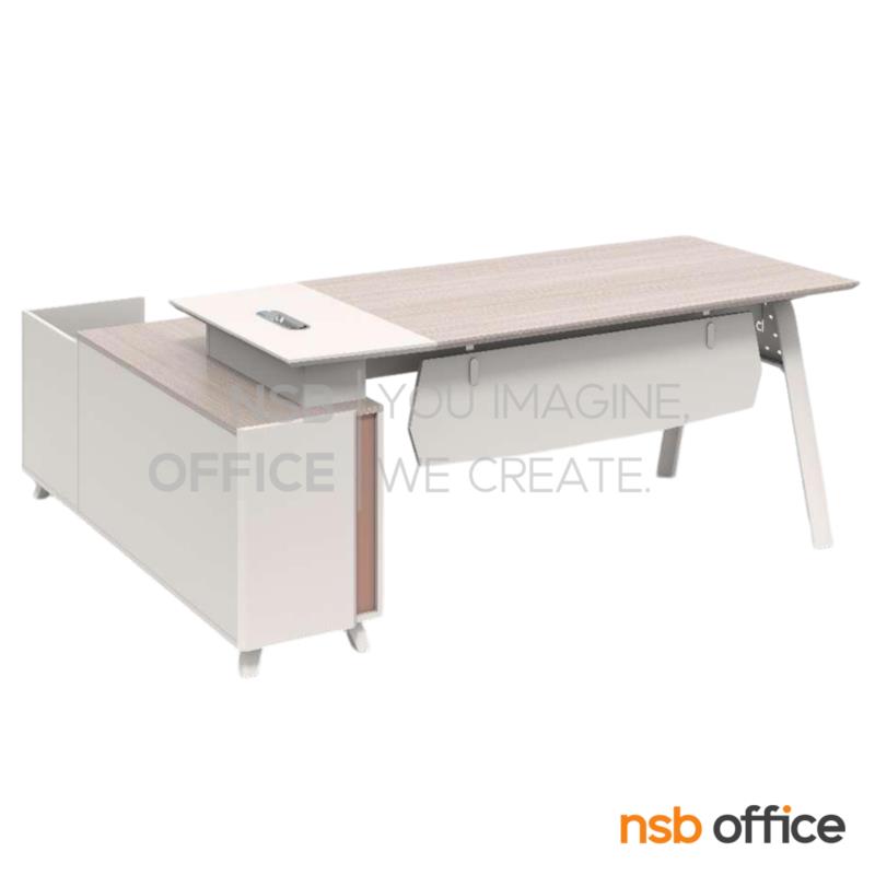 A16A126:โต๊ะผู้บริหารตัวแอล รุ่น Hudsun (ฮัดสัน) ขนาด 200W cm. พร้อมตู้ข้าง