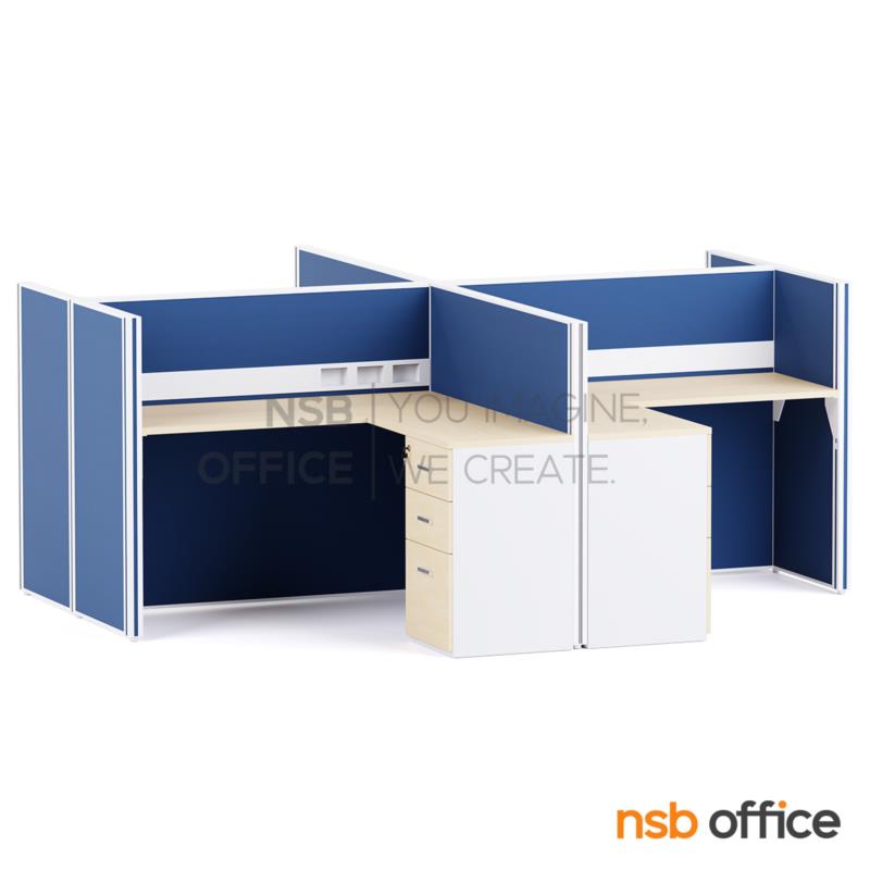 A02A031:โต๊ะทำงานกลุ่มตัวแอล รุ่น Vignette (วิกเน็ต) 4, 6 และ 8 ที่นั่ง พร้อมพาร์ทิชั่นทึบ รางไฟตรงกลาง