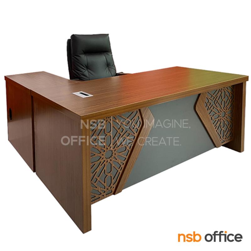 A16A119:โต๊ะผู้บริหารตัวแอล รุ่น Puffy (พัพฟี่) ขนาด 160W , 180W cm.  พร้อมตู้ข้างและตู้ลิ้นชักล้อเลื่อน