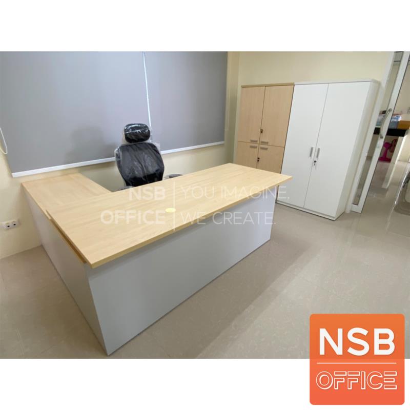 โต๊ะผู้บริหารตัวแอล 3 ลิ้นชัก รุ่น NOAH ขนาด 180W1*175W2 cm. พร้อมตู้ข้าง