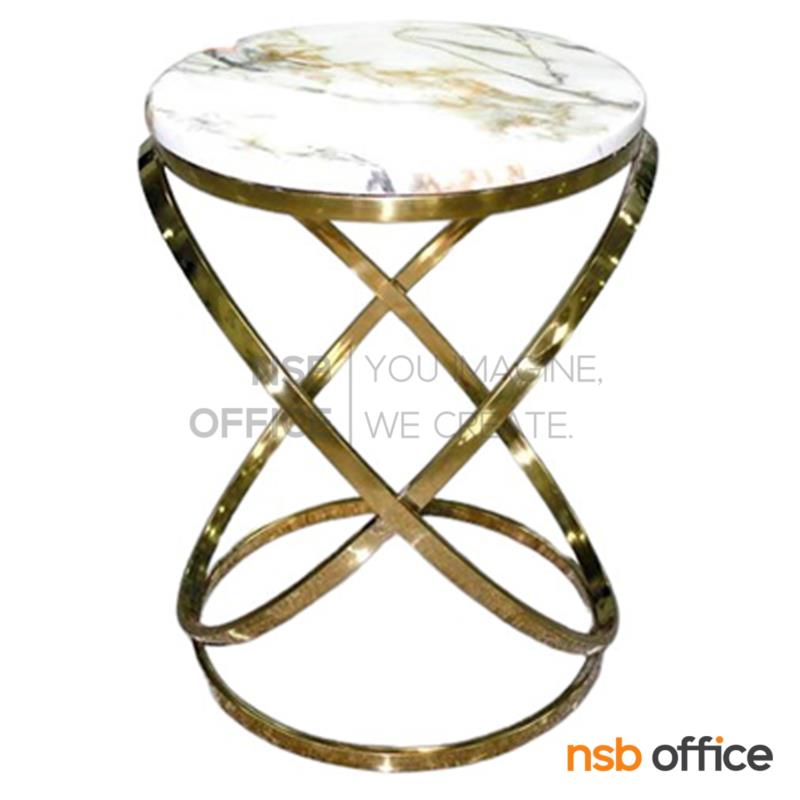 B13A387:โต๊ะกลางหินแท้ ลวดลายหินอ่อน รุ่น Zenon (ซีน่อน) ขนาด 40Di cm.  โครงอลูมิเนียมเคลือบสี