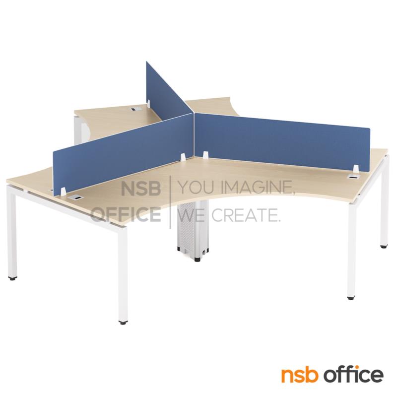 A27A099:โต๊ะทำงาน 3 ที่นั่ง รุ่น Grandfine (แกรนด์ไฟน์)  พร้อมมินิสกรีน ขาเหล็ก