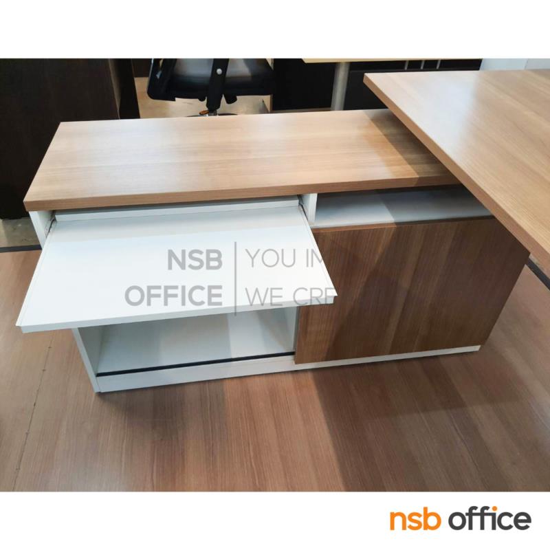 โต๊ะผู้บริหารตัวแอล  รุ่น MN-1820 ขนาด 180W cm. พร้อมลิ้นชักและตู้ข้าง ขาเหล็ก