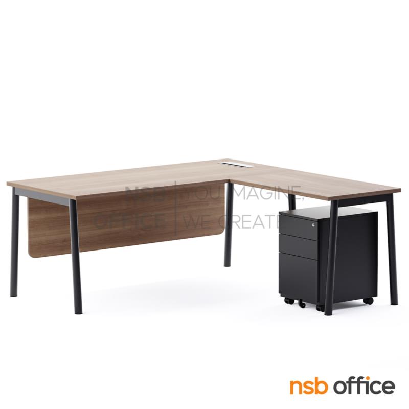 A28A025:โต๊ะผู้บริหารตัวแอล รุ่น Arcania (อาร์เคเนีย) ขนาด 180W cm. พร้อมตู้ลิ้นชักล้อเลื่อน และกล่องไฟ A24A047-1