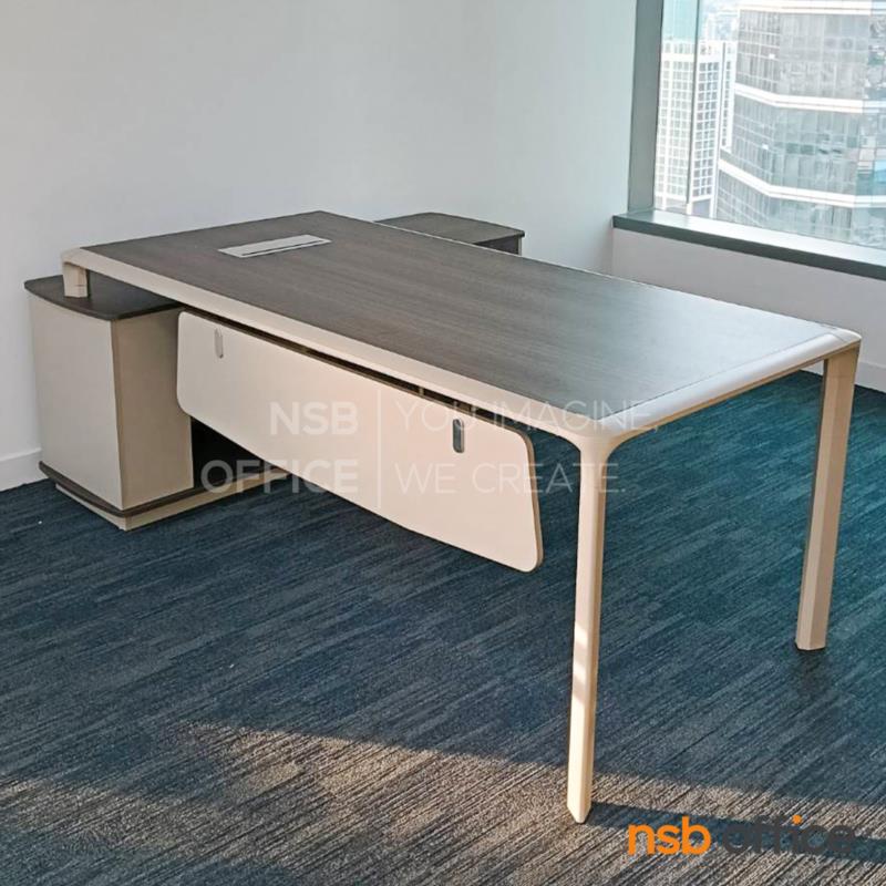 A16A128:โต๊ะผู้บริหารตัวแอล รุ่น Thermos (เทอร์มอส) ขนาด 200W cm.  พร้อมตู้ข้างล้อเลื่อน