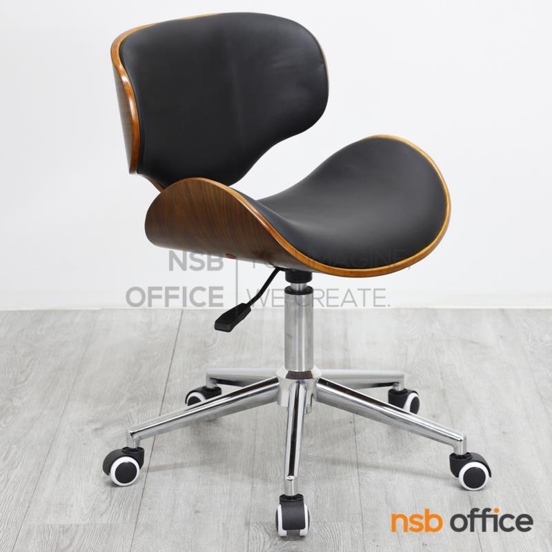 เก้าอี้โมเดิร์นหนังเทียมล้อเลื่อน รุ่น Cross (ครอส)  โครงขาเหล็กชุบโครเมี่ยม 