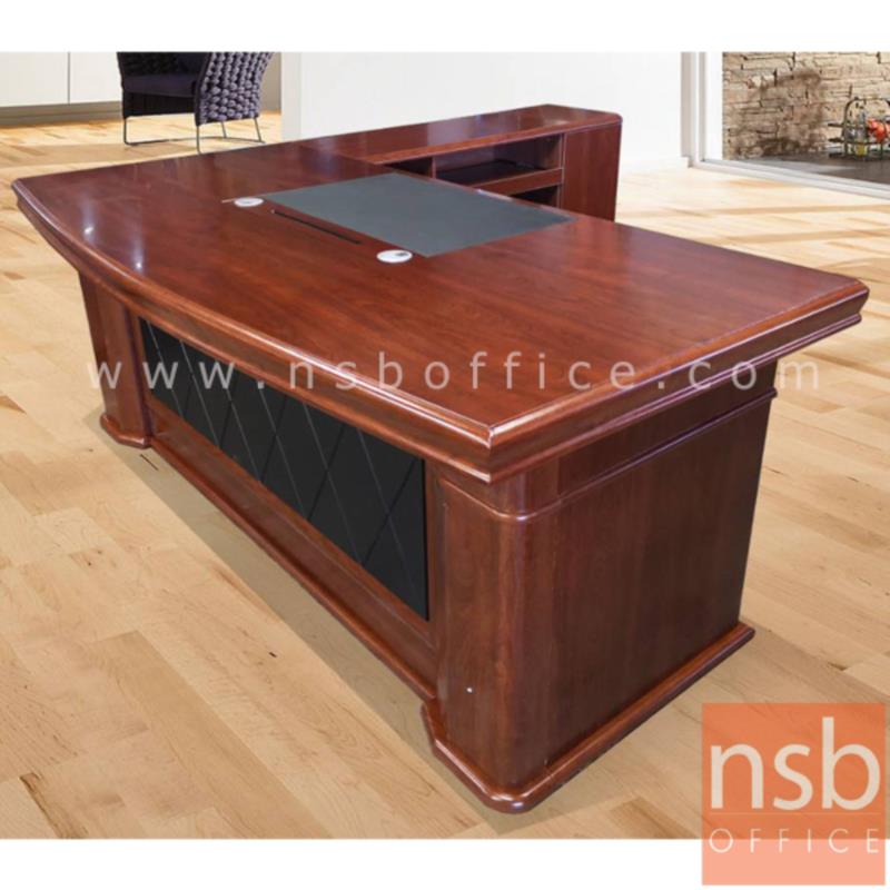 A06A130:โต๊ะผู้บริหารตัวแอล  รุ่น Railroad (เรลโรด) ขนาด 180W ,200W cm.  พร้อมตู้ลิ้นชักและตู้ข้างสูงเสมอโต๊ะ