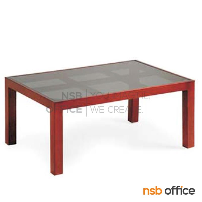 B13A255:โต๊ะกลางกระจกสีชา รุ่น TB-3 ขนาด 90W cm.  โครงไม้ยางพารา