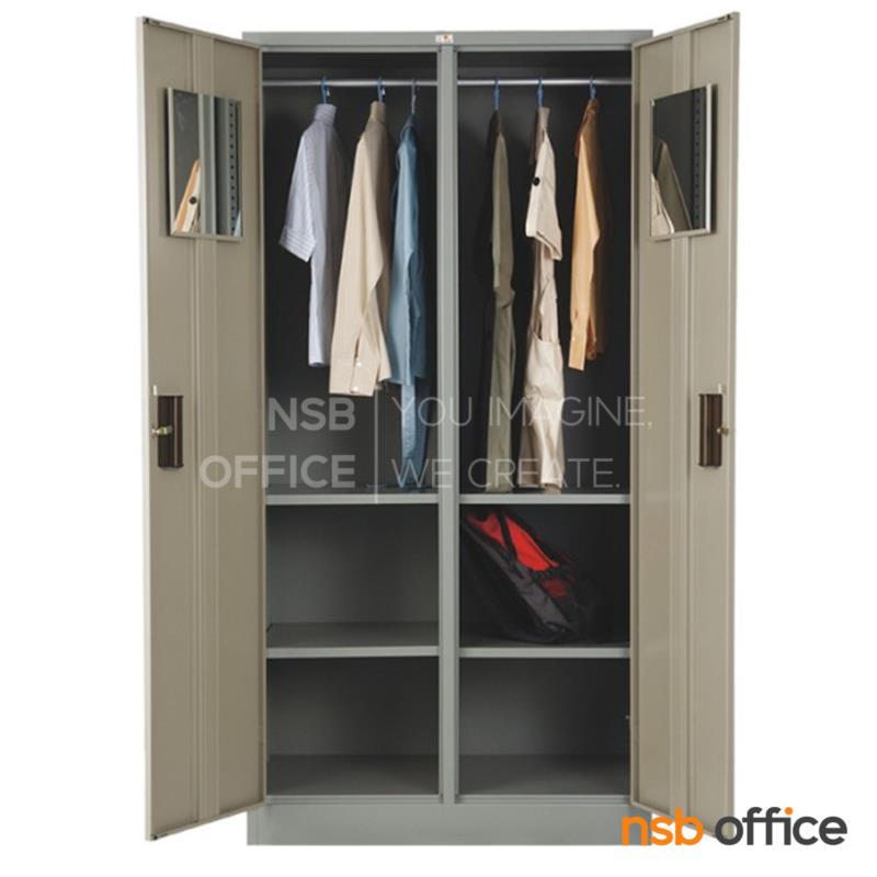 ตู้เสื้อผ้าเหล็ก กั้นกลางสำหรับ 2 คน รุ่น LK-903 ขนาด 915W*533D*1830H mm. (มีราวแขวนพร้อมแผ่นชั้นวางของ)