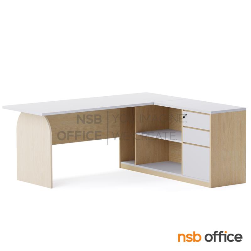 A30A108:โต๊ะผู้บริหารตัวแอล รุ่น Forrestia (ฟอเรสเทีย) ขนาด 180W cm.  ขาไม้