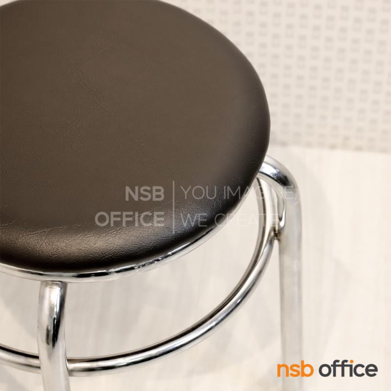 เก้าอี้สตูลกลมใหญ่ ที่นั่งเบาะหนังเทียม twin ring ขาเหล็ก 