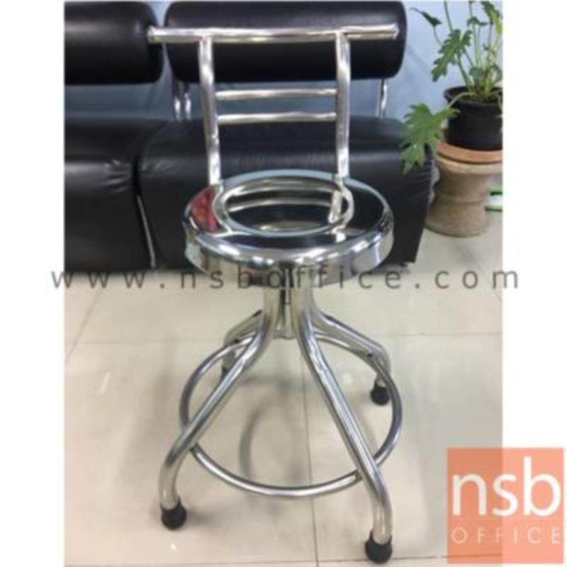 เก้าอี้บาร์สแตนเลสมีพนักพิง รุ่น Tempest (เทมเพส) ที่นั่งสเแตนเลส 30.5 cm. ขาจุกยาง