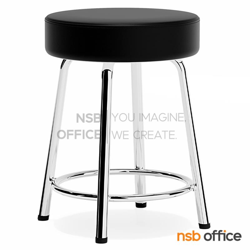 เก้าอี้สตูลกลมที่นั่งหุ้มหนังเทียม รุ่นเหล็กหนาพิเศษ ขนาด 36Di*45H cm. ขาเหล็ก 