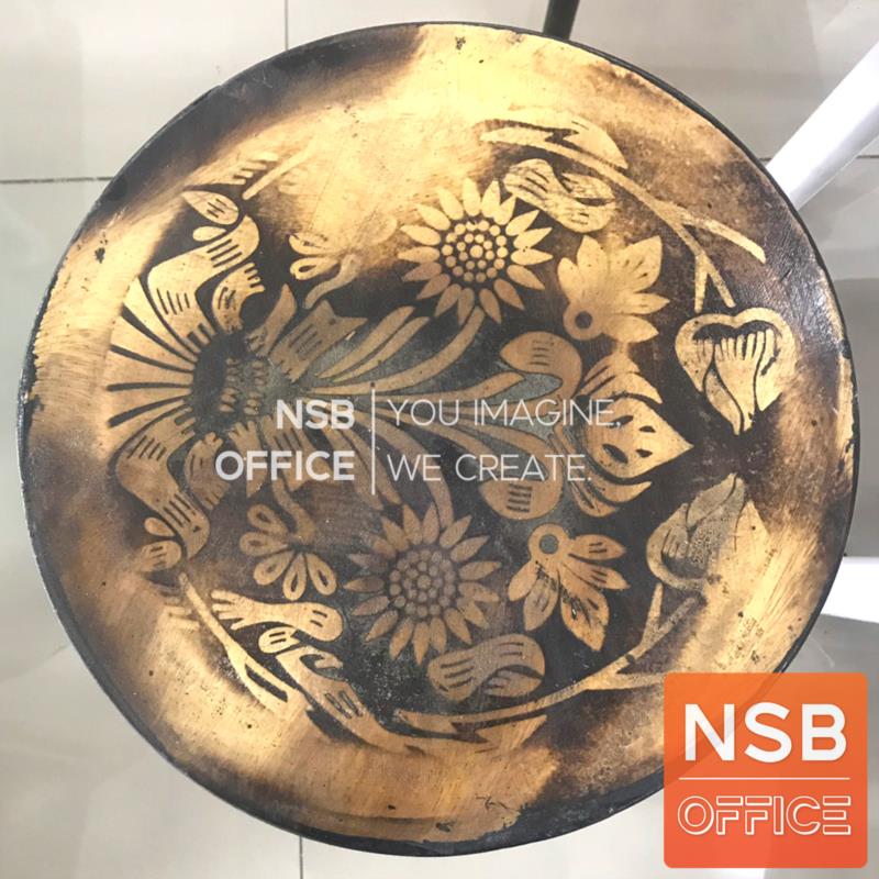 เก้าอี้สตูลกลมที่นั่งไม้ยางพารา รุ่น Han (ฮาน)  ขาไม้พ่นสี