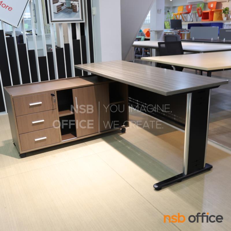 โต๊ะทำงานตัวแอล รุ่น Galanthus (กาแลนธัส) ขนาด 160W cm.  ขาเหล็ก พร้อมตู้ข้างล้อเลื่อน