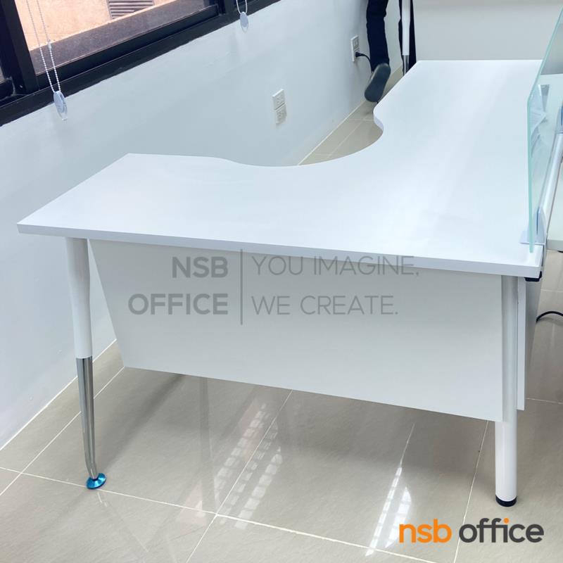 โต๊ะทำงานตัวแอลหน้าโค้งเว้า รุ่น Kryden (ไครเด็น) ขนาด 150W1*120W2 ,150W1*150W2 cm. ขาปลายเรียว