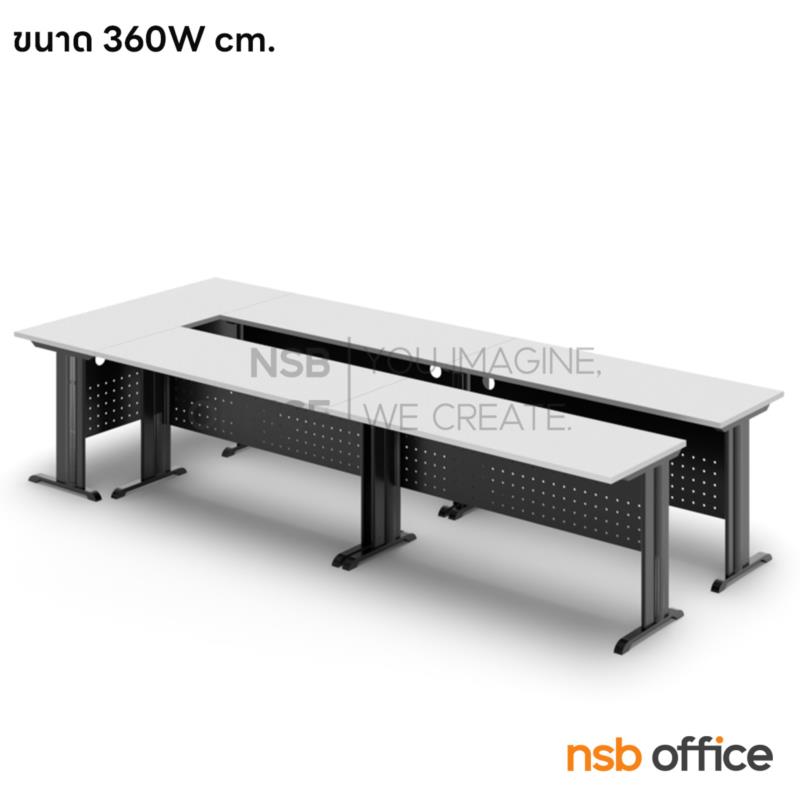 A05A282:โต๊ะประชุมไม้เมลามีน รุ่น zenish (เซนิช)  โครงขาเหล็กสีดำ