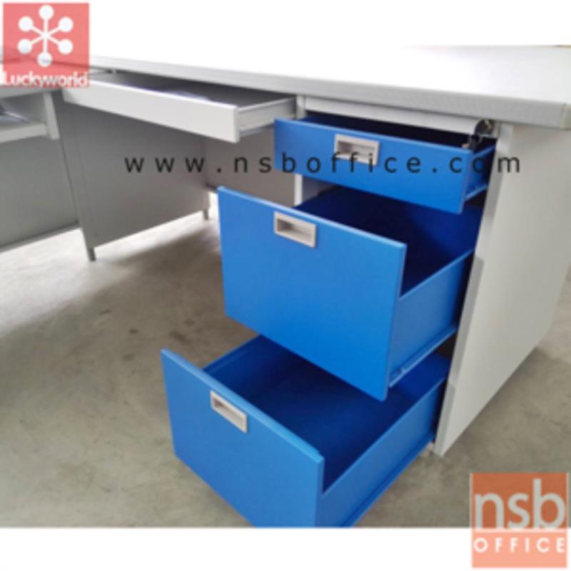 โต๊ะทำงานเหล็กตัวแอล 4 ลิ้นชัก รุ่น DP-52-3ADK   หน้าพีวีซี(PVC)