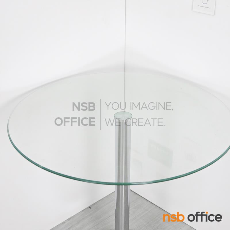 โต๊ะกลมหน้ากระจก รุ่น Honey (ฮันนี) ขนาด 60Di, 80Di cm.  โครงขาเหล็กชุบโครเมี่ยม