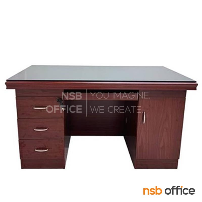 โต๊ะผู้บริหารทรงตรง  รุ่น Harvin (ฮาร์วิน) ขนาด 140W , 160W cm. พร้อมตู้ลิ้นชักและรางคีย์บอร์ด