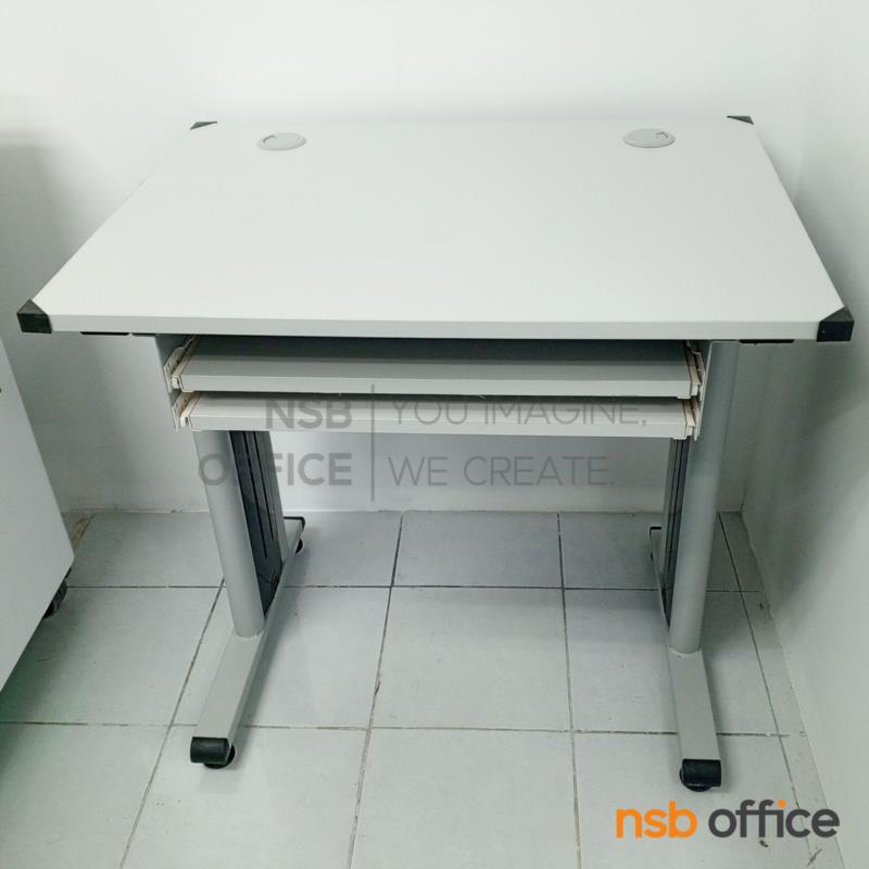 โต๊ะคอมพิวเตอร์ ขนาด 80W*75H cm. ราง 2 ชั้น รุ่น Swara (สวาร่า)  ขาเหล็กทำสีเทาอ่อน