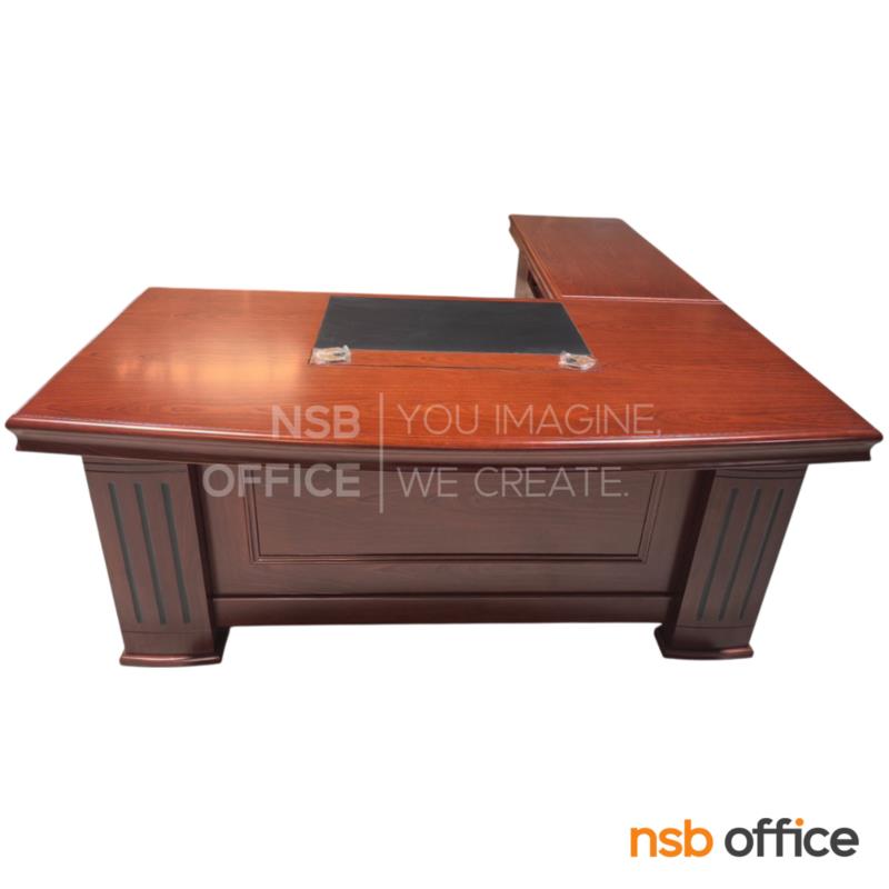 A06A164:โต๊ะทำงานผู้บริหารตัวแอล รุ่น Auralux (ออราลักซ์) ขนาด 160W ,180W ,200W cm. พร้อมตู้ลิ้นชักและตู้ข้าง