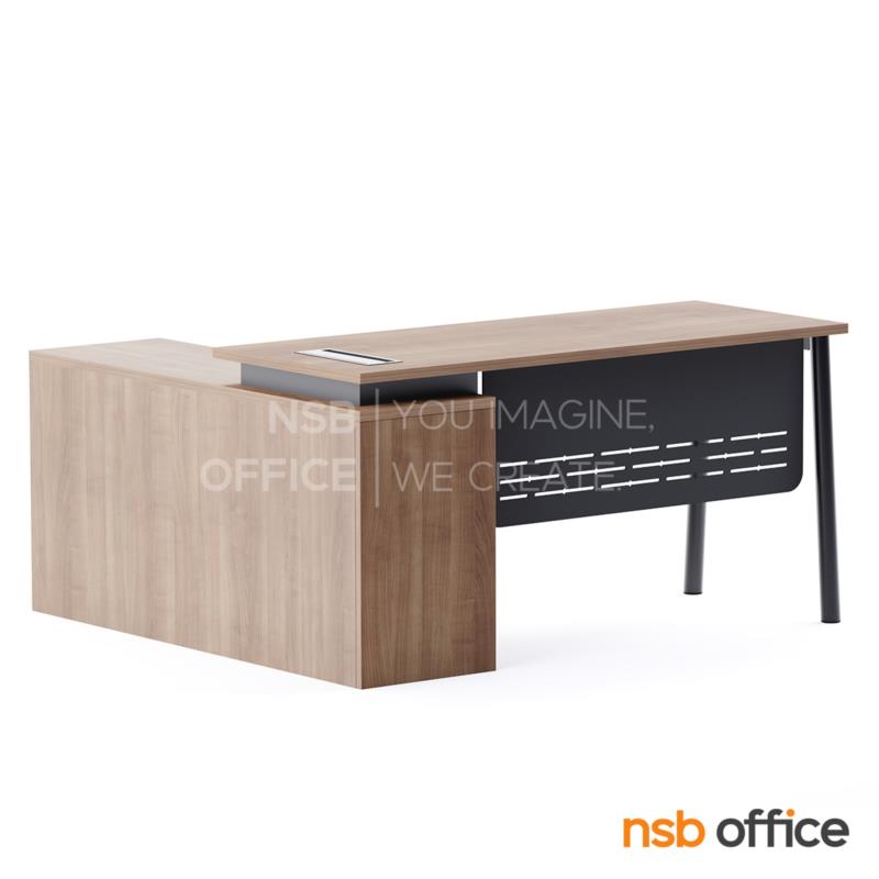 โต๊ะทำงานตัวแอล รุ่น Auriga (ออไรก้า) ขนาด 150W1*140W2 cm. ขาเหล็ก พร้อมป๊อปอัพ A24A047-1