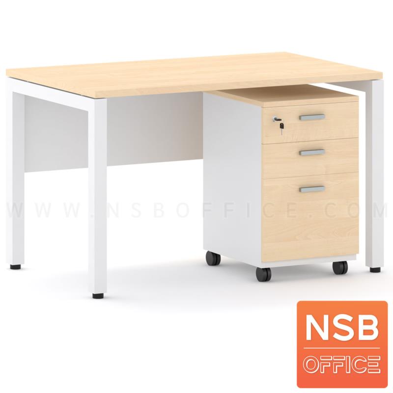 A10A109:โต๊ะทำงาน บังโป๊ไม้ รุ่น Asha (แอชา) ขนาด 120W ,135W ,150W cm. ลิ้นชักไม้ล้อเลื่อน ขาเหล็กเหลี่ยม