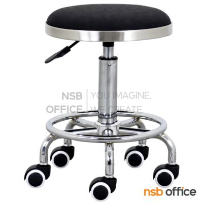 เก้าอี้บาร์สตูลที่นั่งกลม รุ่น Alexa (อเล็กซ่า)  ขาเหล็กกลม ล้อเลื่อน