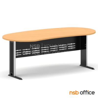 โต๊ะผู้บริหารทรงรูปถั่ว  รุ่น Vulcan  ขนาด 200W cm. พร้อมบังตาเหล็ก ขาเหล็กตัวแอล