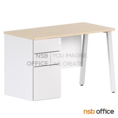 โต๊ะทำงาน 3 ลิ้นชักเหล็ก รุ่น Renoir (เรอนัว) ขนาด 120W, 150W cm. บังตาไม้ ขาเหล็ก