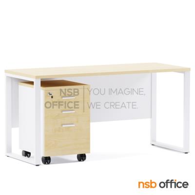 โต๊ะทำงานขาเหล็ก รุ่น Hendrix (เฮนดริค)  บังตาไม้ พร้อมตู้ลิ้นชักล้อเลื่อน