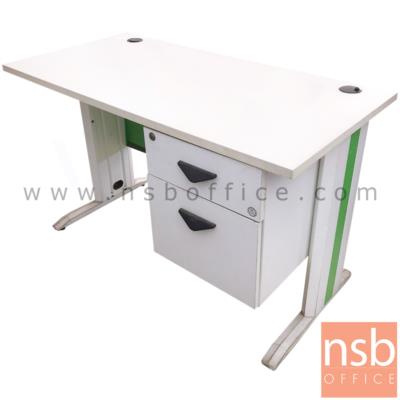 โต๊ะทำงาน TOP ไม้ บังโป๊เหล็ก  ขนาด 120W*75H cm. ขาเหล็ก สีเขียว-ขาว
