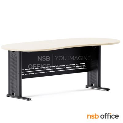 โต๊ะผู้บริหารทรงรูปถั่ว  รุ่น Vulcan  ขนาด 200W cm. พร้อมบังตาเหล็ก ขาเหล็กตัวแอล