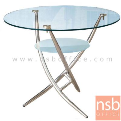 โต๊ะกลมหน้ากระจก (ยกเลิก) รุ่น Redford (เรดฟอร์ด) ขนาด 80Di cm.  โครงเหล็กชุบโครเมี่ยม