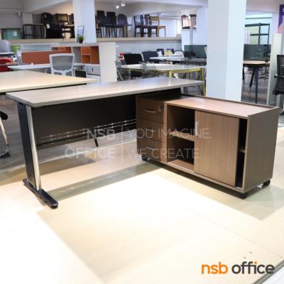 โต๊ะทำงานตัวแอล รุ่น Galanthus (กาแลนธัส) ขนาด 160W cm.  ขาเหล็ก พร้อมตู้ข้างล้อเลื่อน