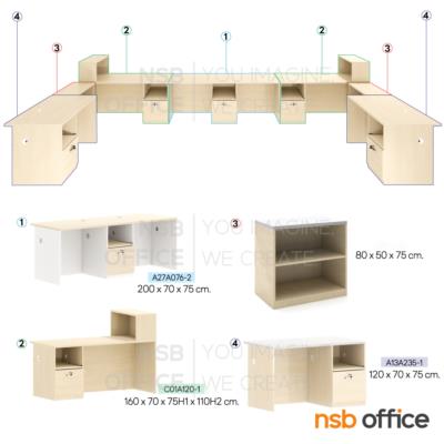 เคาน์เตอร์โรงพยาบาล ทรงตัวยู รุ่น Syntergo (ซินเทอร์โก) ขนาด 520W cm. พร้อมช่องวาง Printer แบบรางเลื่อน