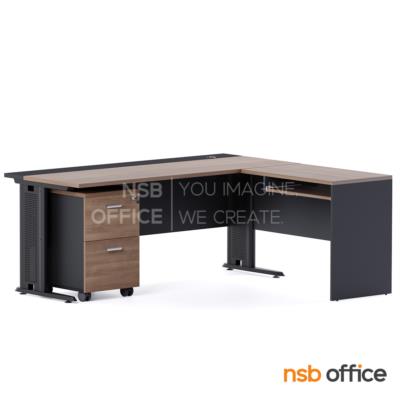 โต๊ะผู้บริหารตัวแอล รุ่น Morello (โมเรลโล) ขนาด 180W1*160W2 cm. ขาเหล็ก พร้อมตู้ลิ้นชักล้อเลื่อน