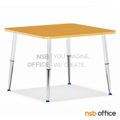 โต๊ะประชุมทรงเหลี่ยมมุมโค้ง   ขนาด 100W cm. ขาปลายเรียวตัดโครเมี่ยม