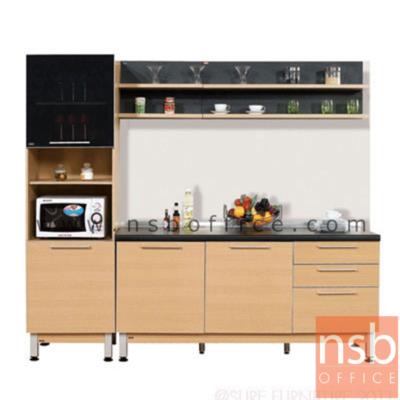 ชุดตู้ครัวสีบีทดำ 240W cm. (ยกเลิก 17/06/2564) รุ่น STEP-122 (สำหรับครัวเปียกและครัวแห้ง) 