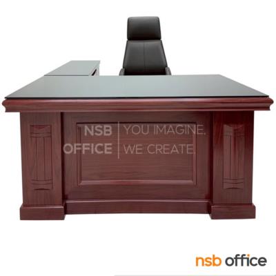 โต๊ะผู้บริหารตัวแอลหน้ากระจก รุ่น Arbor (อาร์เบอร์) ขนาด 160W และ 180W cm. พร้อมตู้ข้างและตู้ลิ้นชัก