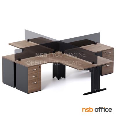 ชุดโต๊ะทำงานกลุ่มตัวแอล 4 ที่นั่ง   ขนาด 150W1*120W2 cm. ต่อที่นั่ง พร้อม 3 ลิ้นชัก 