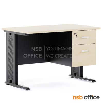 โต๊ะทำงาน 2 ลิ้นชัก รุ่น Xynic (ไซนิค) 120W, 135W, 150W (75D, 80D) cm. บังตาไม้ ขาเหล็กตัวแอล 