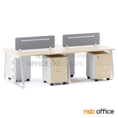 ชุดโต๊ะทำงานกลุ่ม รุ่น Lanko (แลงโก้) 4 และ 6 ที่นั่ง พร้อมมินิสกรีนหุ้มผ้า และตู้ลิ้นชักไม้ล้อเลื่อน