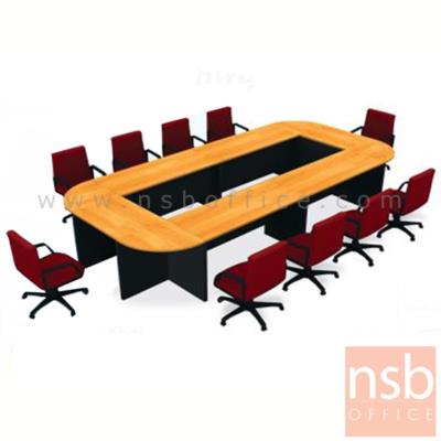 โต๊ะประชุมหัวโค้ง 12 ที่นั่ง รุ่น TY-CF1 ขนาดรวม 420W cm.  สีเชอร์รี่ดำ