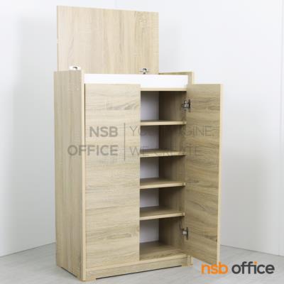 ตู้รองเท้าบนฝาเปิด-ล่าง 2 บานเปิด  ขนาด 60W*100H cm. 