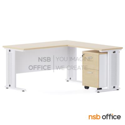 โต๊ะทำงานตัวแอล รุ่น Demo (เดโม่) ขนาด 150W cm.  ตู้ลิ้นชักล้อเลื่อน