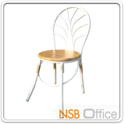เก้าอี้อเนกประสงค์หน้าไม้ยางสีธรรมชาติ Di37 cm. โครงเหล็กพ่นขาว (มีสต๊อก 22 ตัว)   