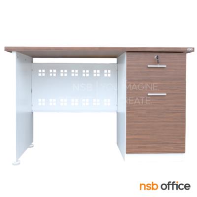 โต๊ะทำงาน  รุ่น Truvelli (ทรูวิลลี่) ขนาด 120W ,155W cm. พร้อมบังโป๊เหล็ก สีซีบราโน่-ขาว