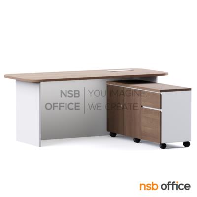 โต๊ะผู้บริหารตัวแอล รุ่น Castella (คัสเตลล่า) ขนาด 180W cm.  พร้อมตู้ข้างล้อเลื่อน พร้อมป๊อปอัพ A24A078